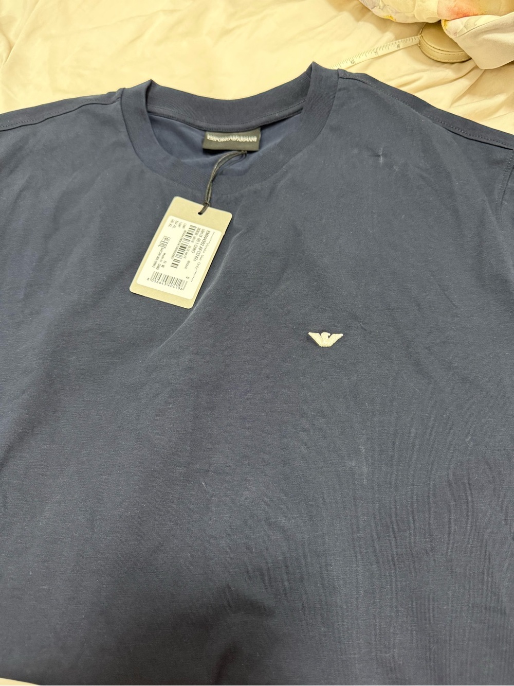 Emporio Armani Men's Crew Neck T-Shirt in Navy Blue - Picture 7 of 7
